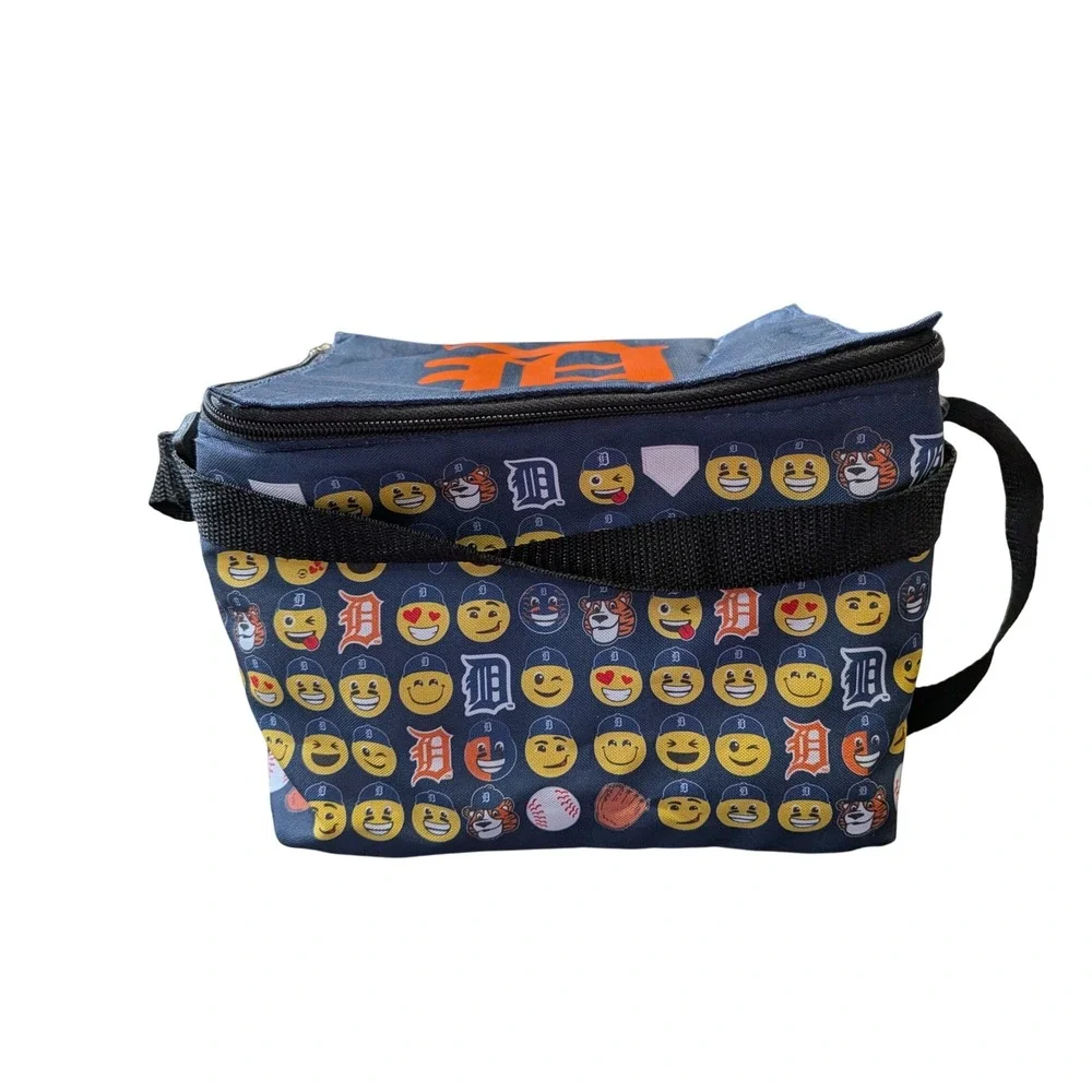 Detroit‎ Tigers MLB Lunch Bag Insulated Cooler Emoji Print Navy Blue Orange